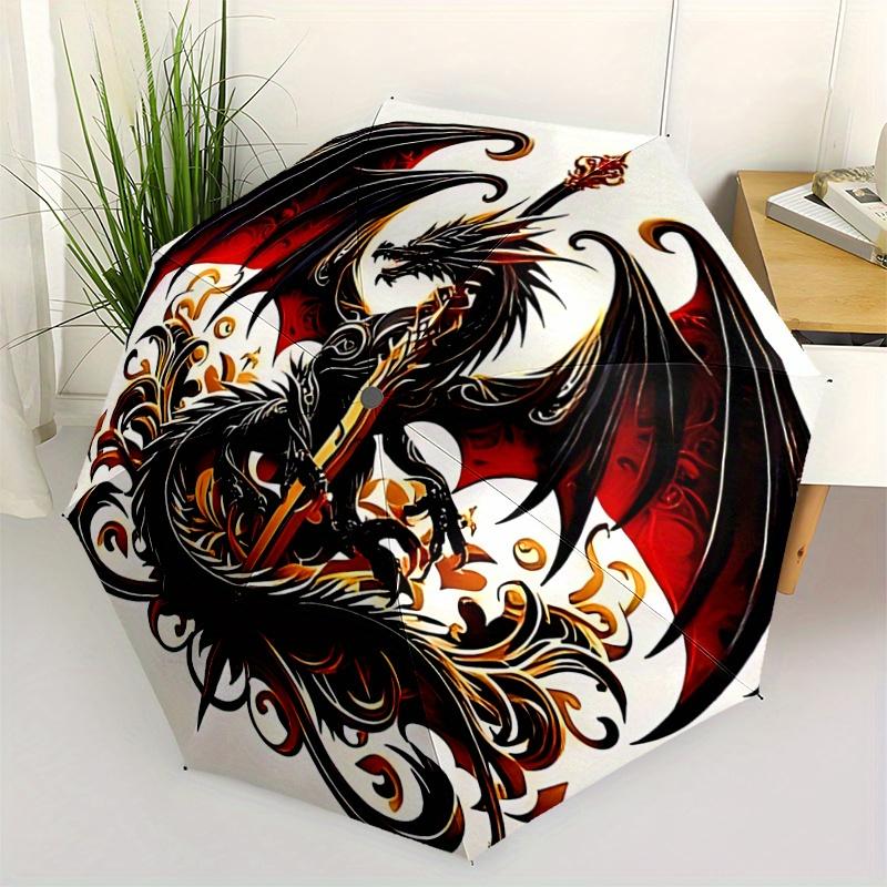 1pc Black Dragon with Sword Automatic Opening and Closing Umbrella - Small Umbrella Suitable for Various Occasions N006