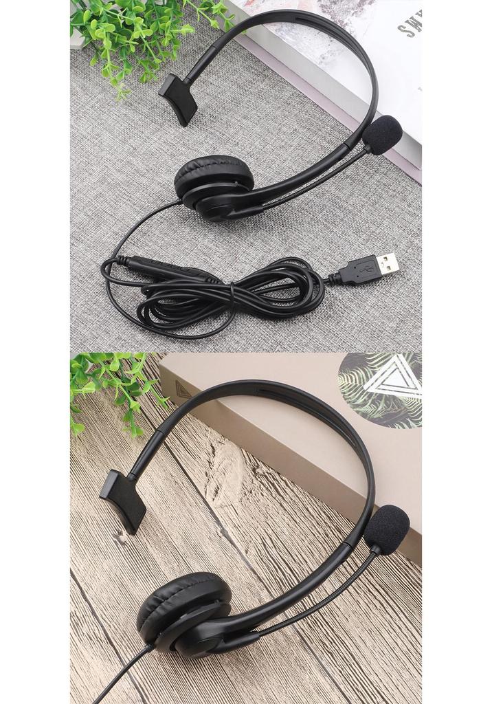 Single-Ear Wired USB Headset with Mic and Customizable Logo