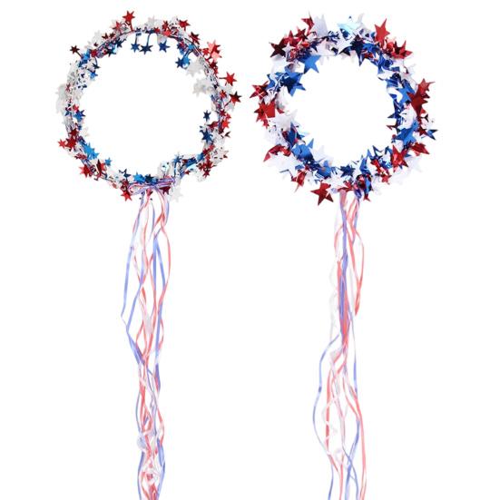 Glitter Star Headband, 4th of July Patriotic Party Celebration Tassel Headband, Women Masquerade Prom Festival Cocktail Hair Accessories