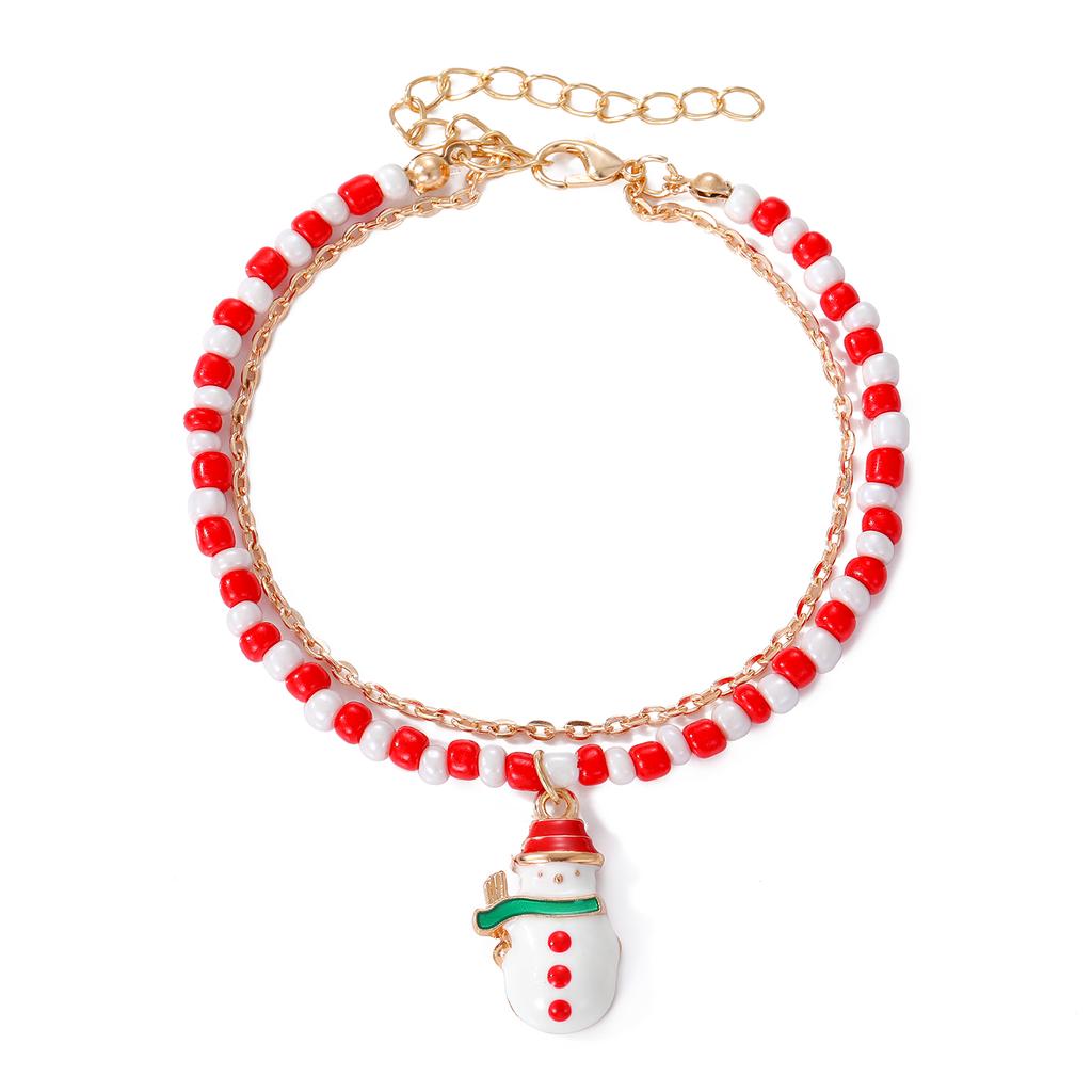 2022 Gelang Krismas Gadis Klasik Korea Mudah Baru Gelang Loket Gula-gula Lelaki Salji Reka Bentuk Lapisan Dua Gelang Hadiah Pasangan Pesona Indah