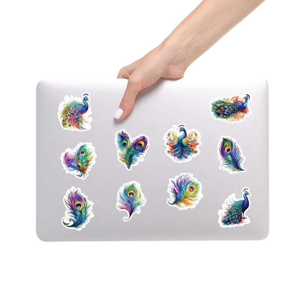 50/100 Waterproof Peacock Graffiti Stickers for Phone, Laptop, Suitcase - Decorative & Creative Stationery