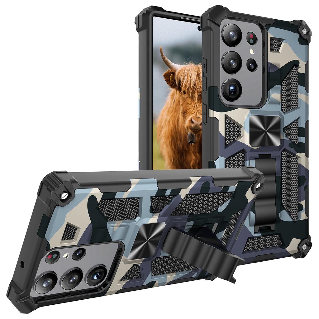 Capa camuflada militar à prova de choque para Samsung Galaxy S25 Ultra S22 Plus S23 S24 FE A14 A34 A54 A05S A15 A16 Capa com suporte