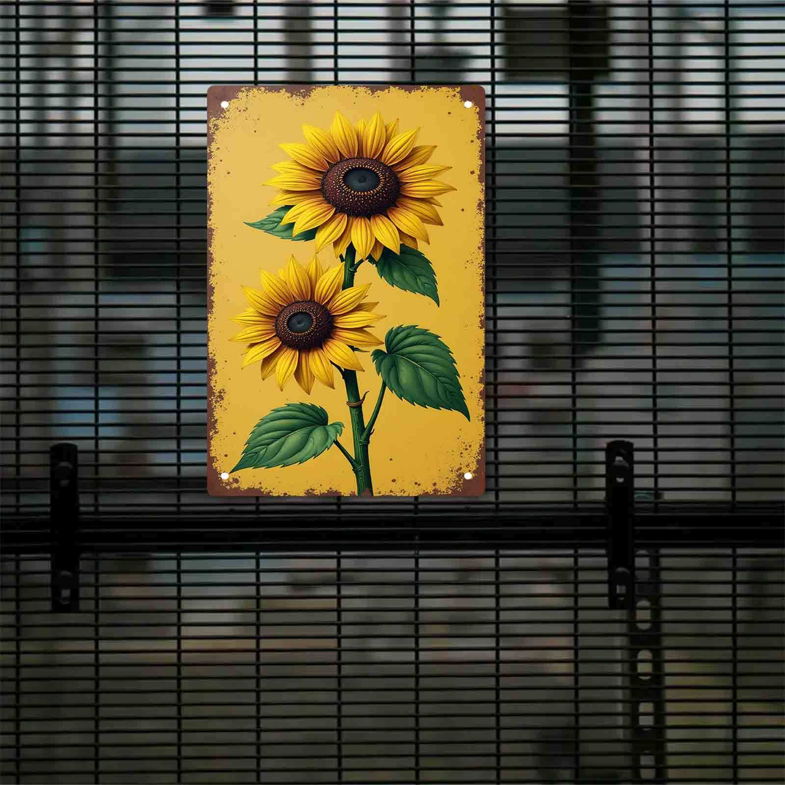 

2D Flat, 2D, 1pc Sunflower s Warm Moments Tin Painting, Rustproof and Waterproof No Punching, Suitable for Doors, Walls, Shop 20X30CM