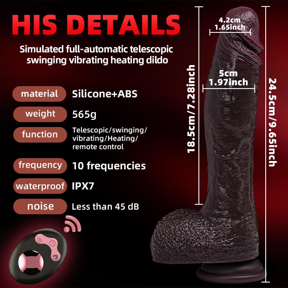 Dildo Realistic Telescopic Thrusting Vibrator Rotating Heating Remote Control G-Spot Clitoral Anal Stimulation Female Masturbation Adult Women Sex Toy