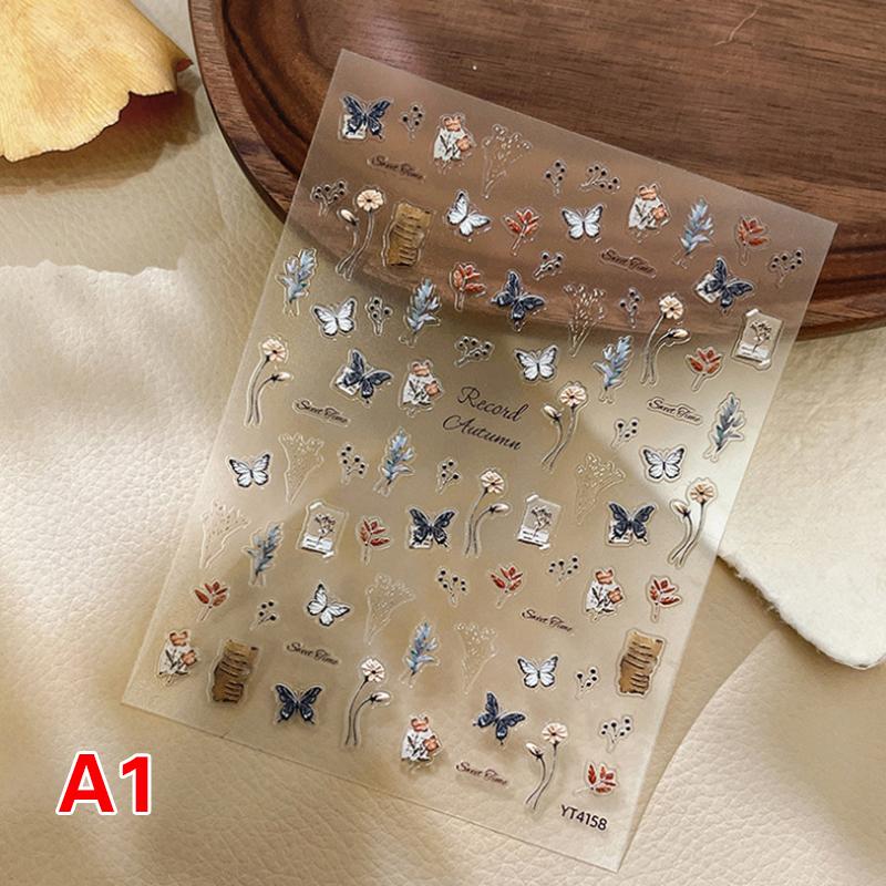 

Наклейки для ногтей в виде бабочек, слайдеры с ретро-рельефом, самоклеящиеся подвески для ногтей, наклейки для украшения ногтей своими руками, стереоскопические A1