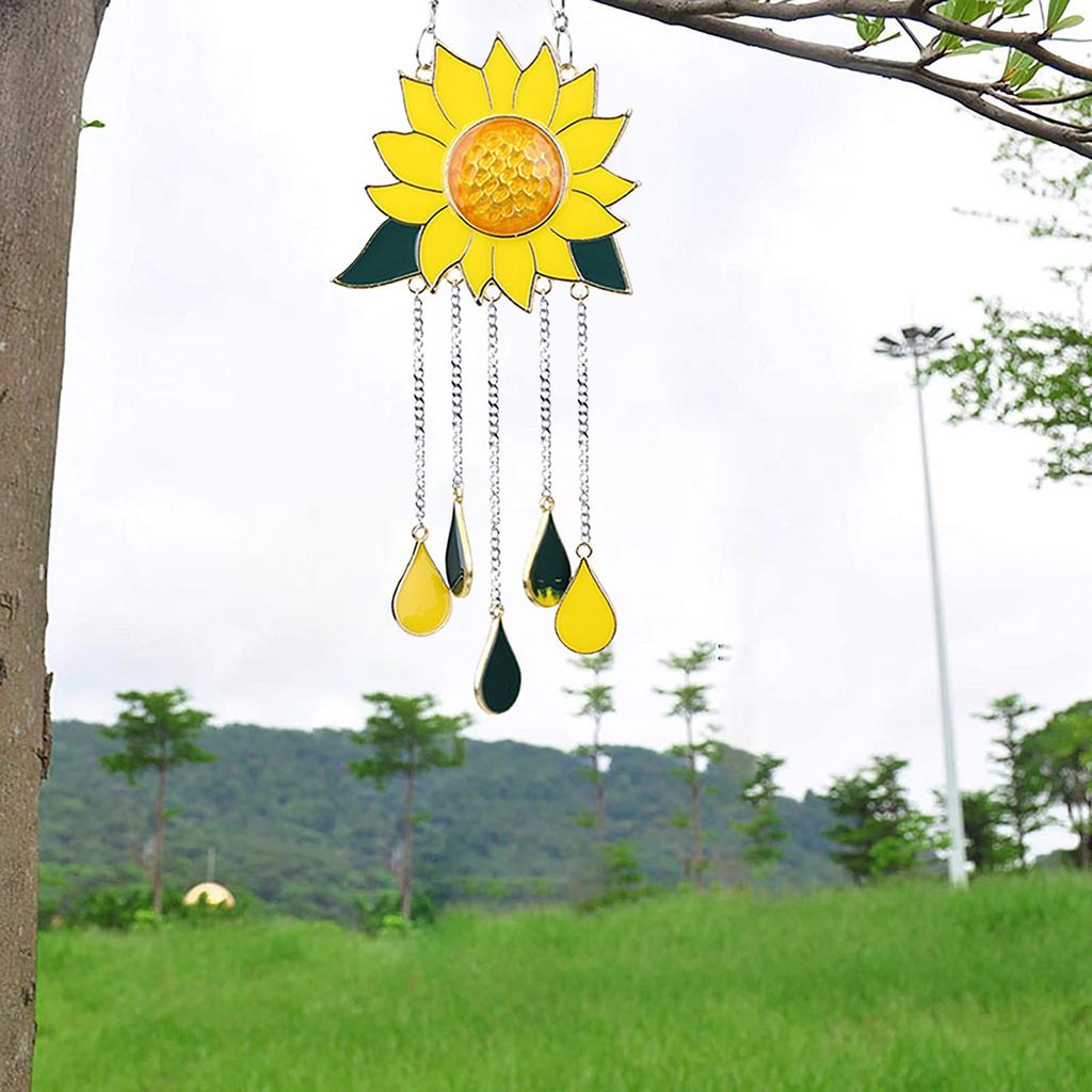 Indoor Ornaments Dripping Sunflower Pendant Alloy Flower Wind Chimes Pendant