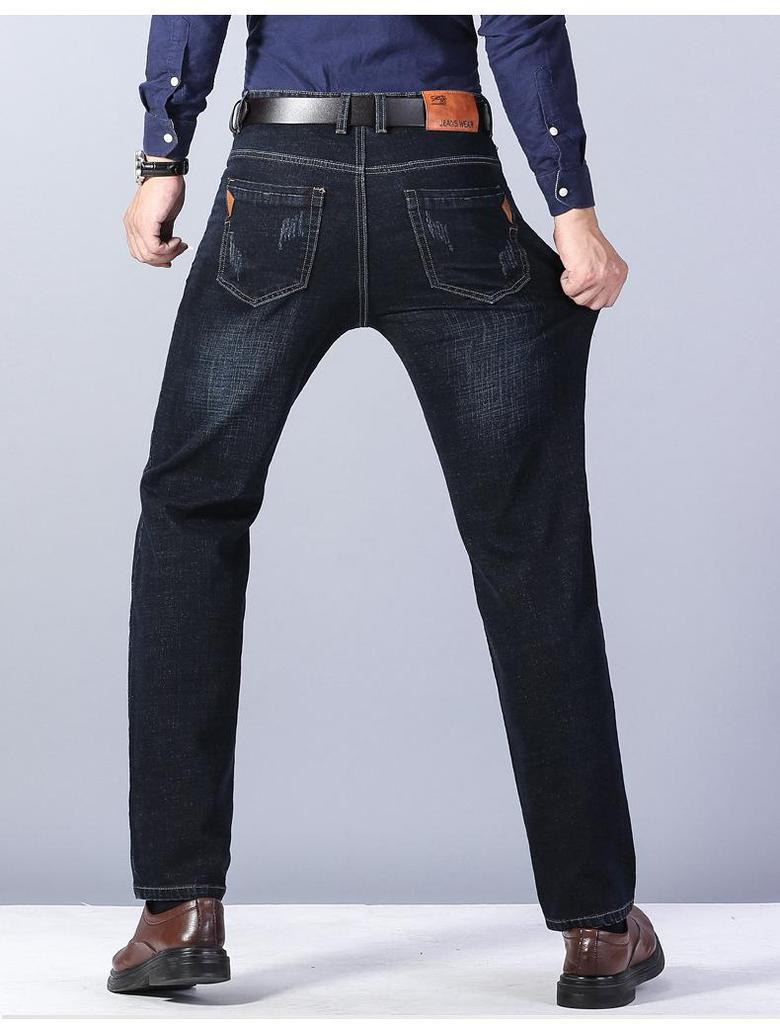 Men's Autumn Loose Straight-Leg Jeans - Trendy Mid-Waist Non-Stretch Versatile Pants