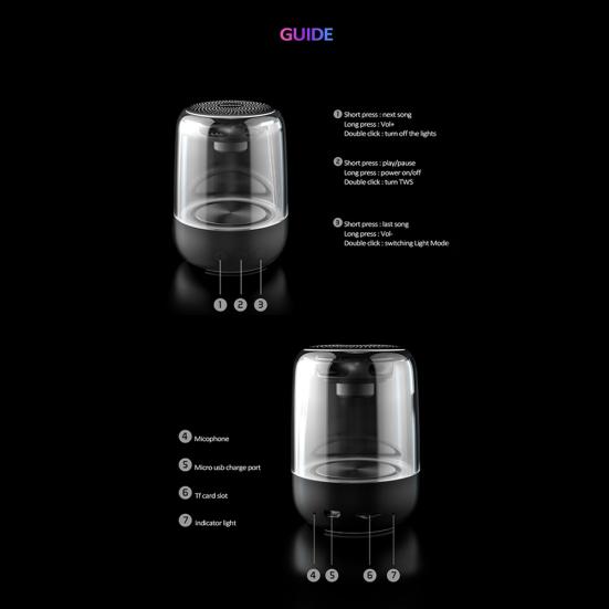 C7 Portable Wireless Stereo Bass Bluetooth-compatible Speaker Colorful LED Light Sound Box