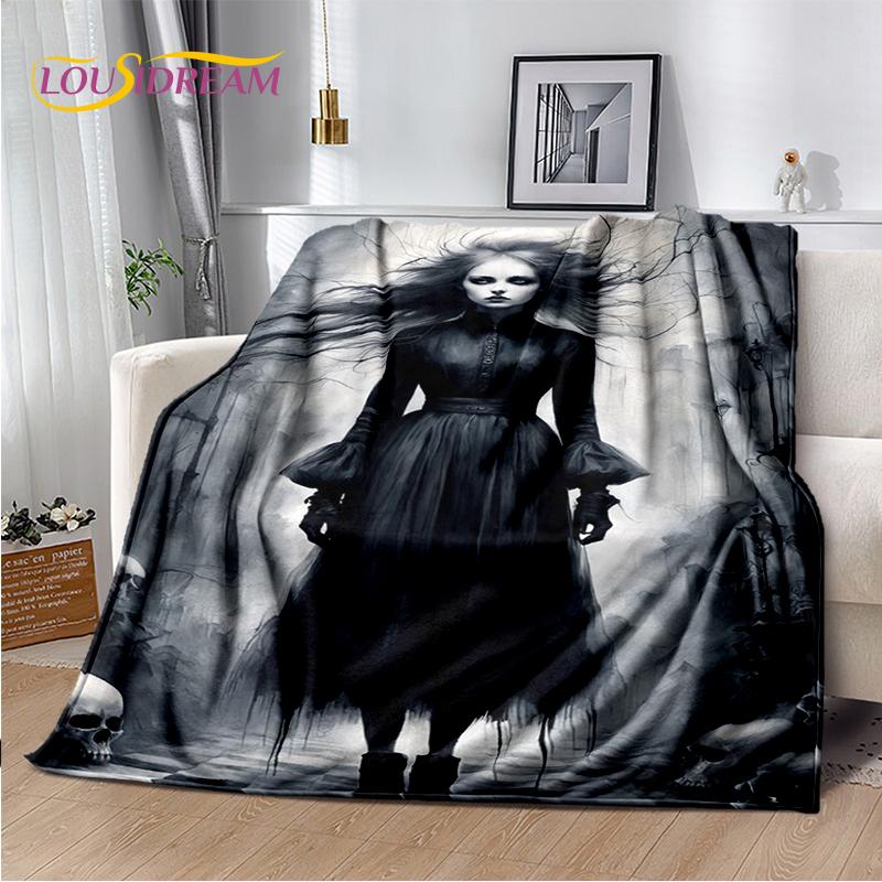 2025 New Gothic Horror Character Skull Ghost Soft Blanket,Soft Throw Blanket for Home Bedroom Bed Sofa Picnic Travel Child Gift