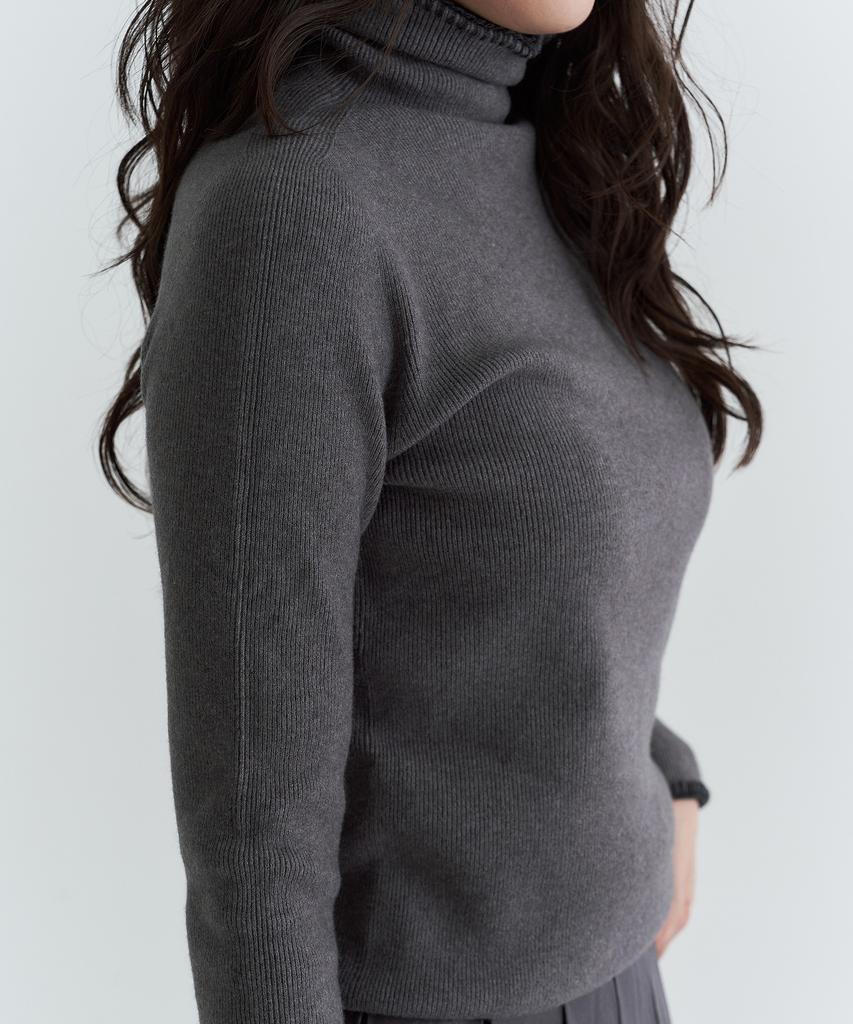 Peulleio Wholegarment Turtleneck Knit _ Dark Grey