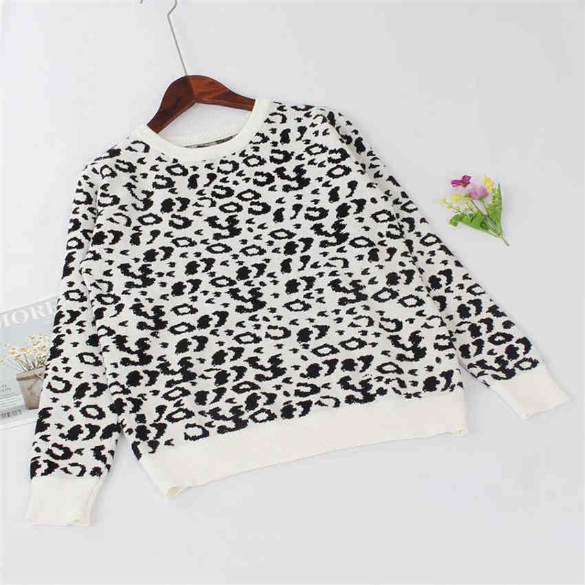 

Женский осенне-зимний теплый леопардовый свитер, вязаный джемпер, топ One Size белый