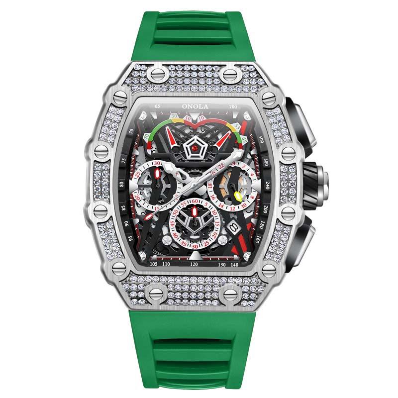 Fashionable Full Diamond Design Multifunctional Fully Automatic Mechanical Watch for Men