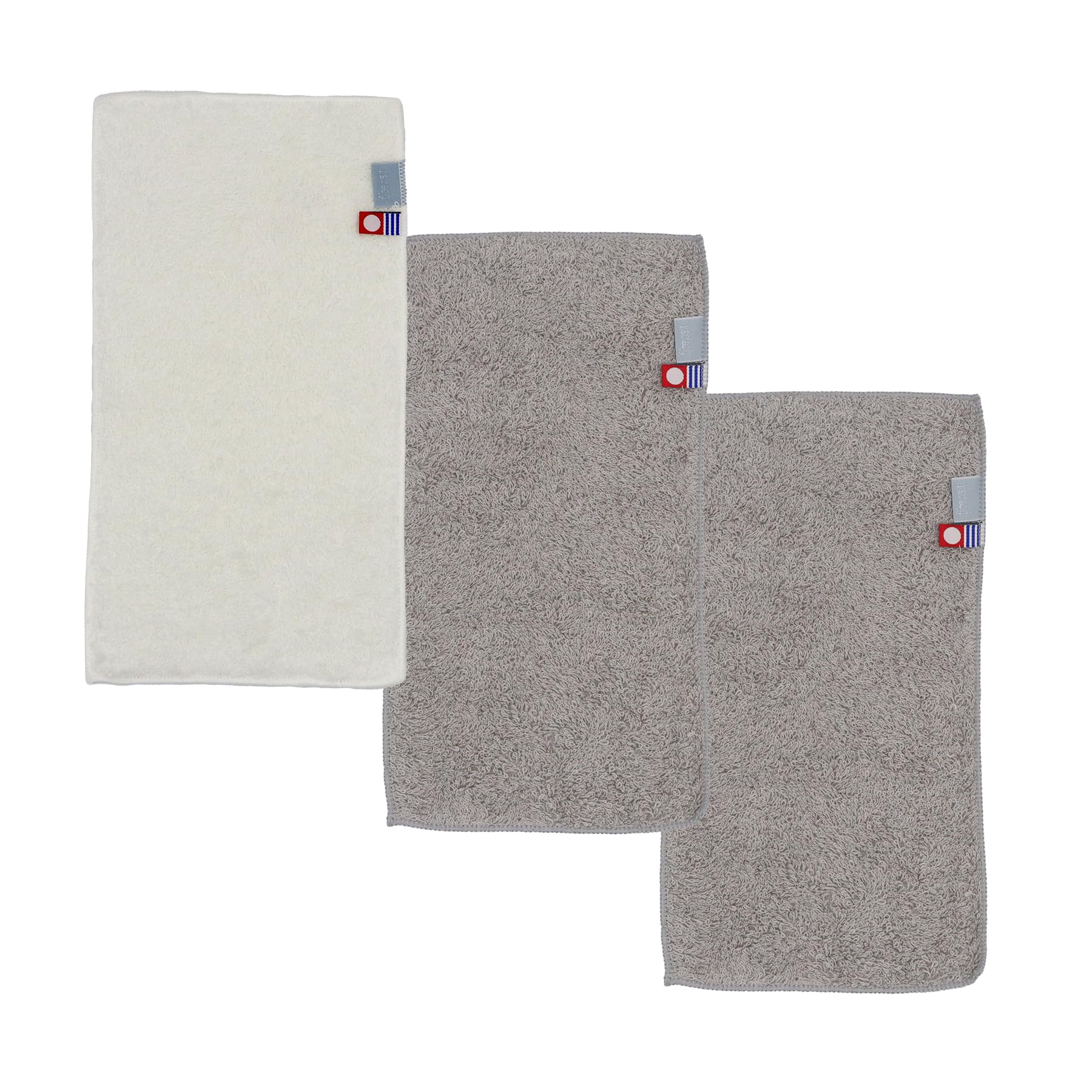 

Made in Certified Imabari Towel Half 13 x 25 Set of 3 1 Soft and Fluffy Special Cotton Japan, Handkerchiefs, First, cm, (2 Silver, White), Yarn, 100%