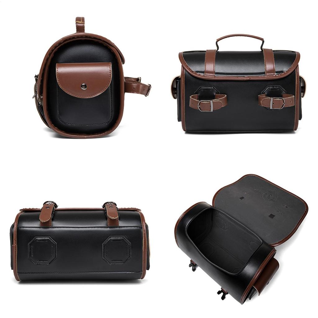 Leather Motorcycle Bag Riding Side Frame Bag Vintage Design Motorcycle Accessories for Rear Seat Side Frame and Electric Scooter