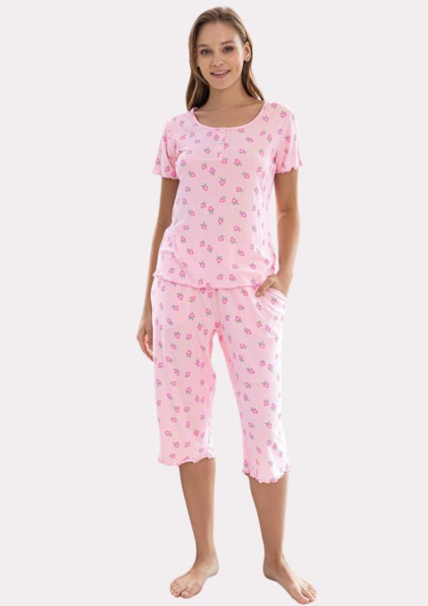 Women's Pajamas XL Viscose Short Sleeve 3/4 Length Pants Soft Nice Delicate