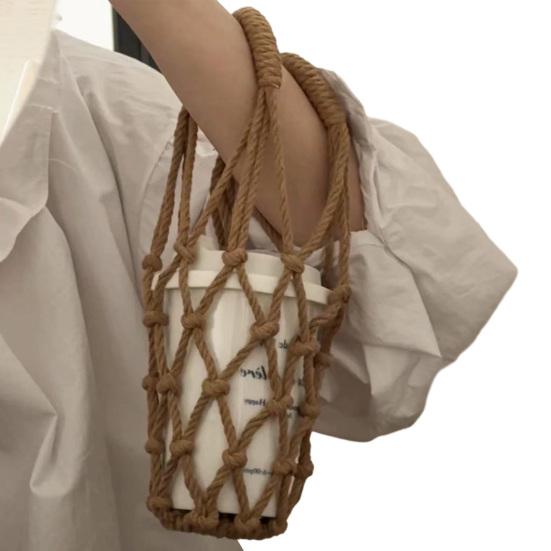 Сумка-слинг для чашки ручной работы, вязаный вручную многоразовый держатель для кофейной чашки, для чая, холодных напитков