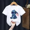 Disney Stitch Summer Graphic T-Shirt Hollow Series Short Sleeve T-Shirt