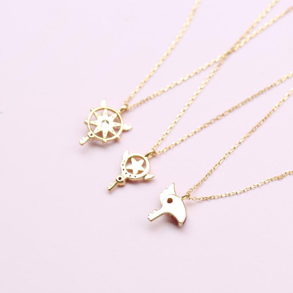 Anime Cardcaptor Sakura Necklace Pendant 25th Aniversary Card Captor 925 Sterling Silver Jewelry Women Girls Cosplay Props Gifts