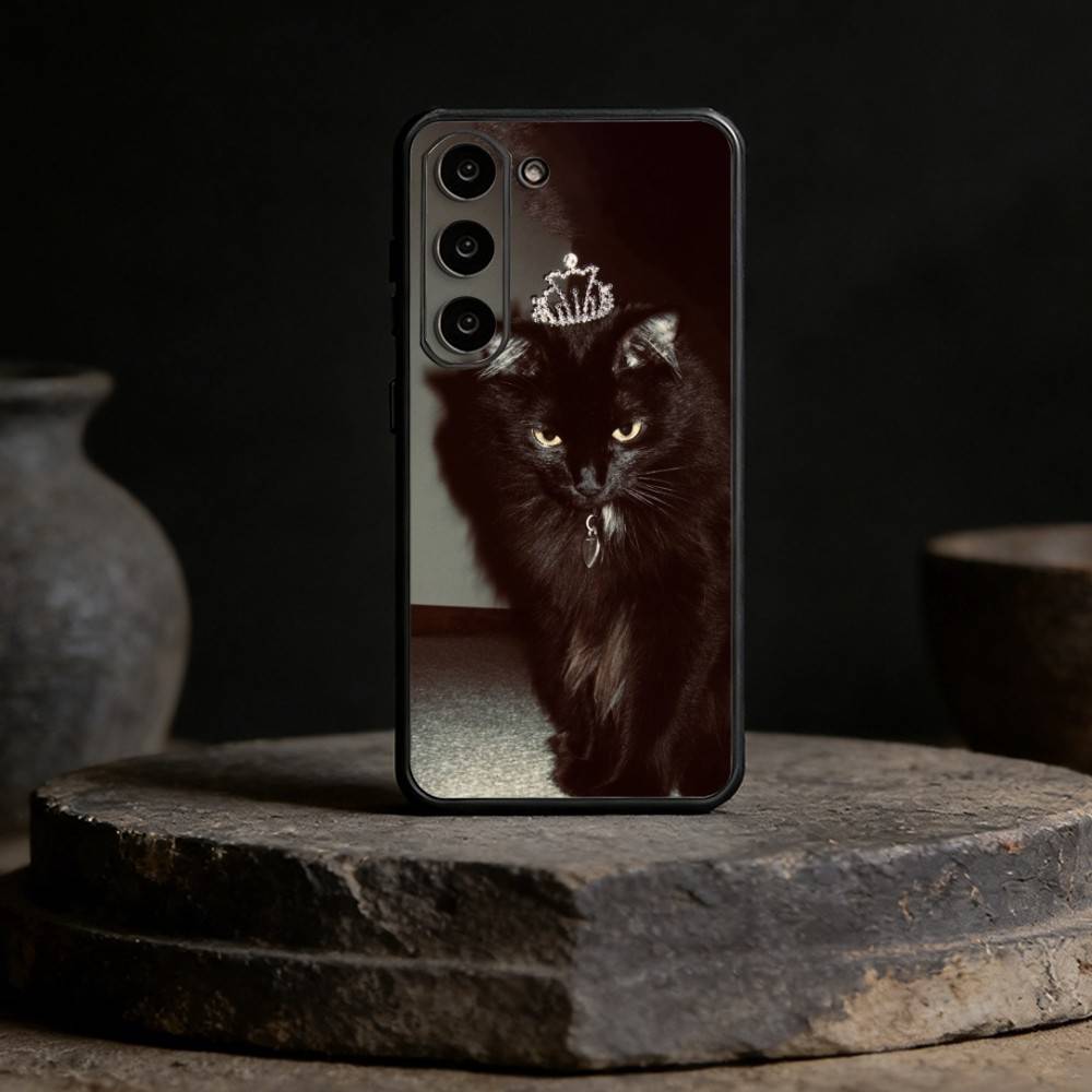 B-Black C-Cat Phone Case For Samsung Galaxy A91,80,73,72 ,71,53,52,32 ,31,22,21s,20,Soft Black Case