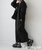 Antiqua Long Rib Knit One Size Black Women's V-Neck Dress, PN-00587, 05,