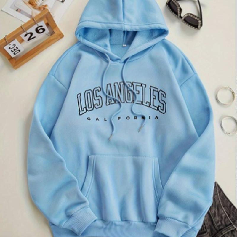 Uthulte bokstaver for kvinner Løs hettegenser Topper Bluse Genser Uformell Langermet Pullover Topper