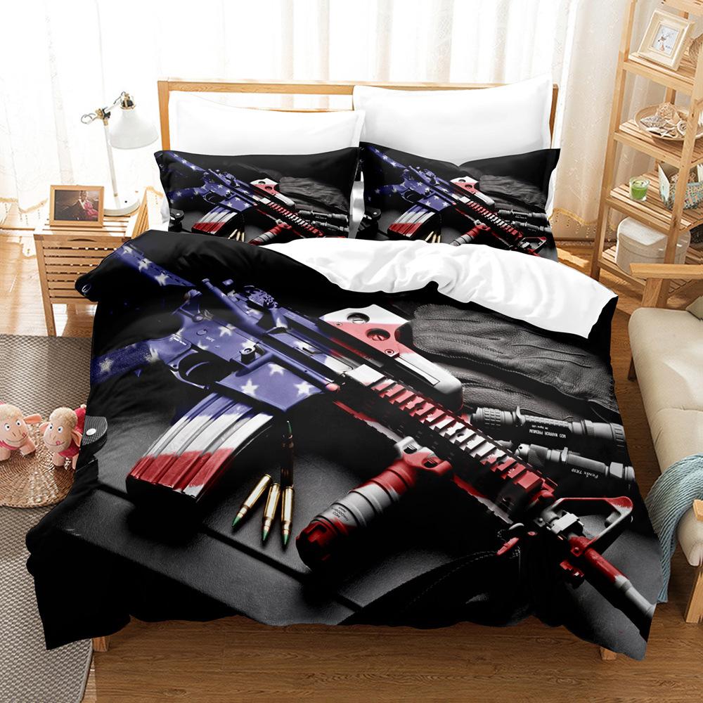 3D digital printing pattern sanded bedding three-piece set quilt cover pillowcase home set