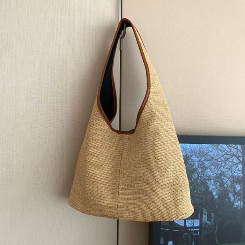 Retro Straw Shoulder Bag Stylish Simple Beach Travel Vacation Tote Bag Women Casual Versatile Handbag Summer New Underarm Bag