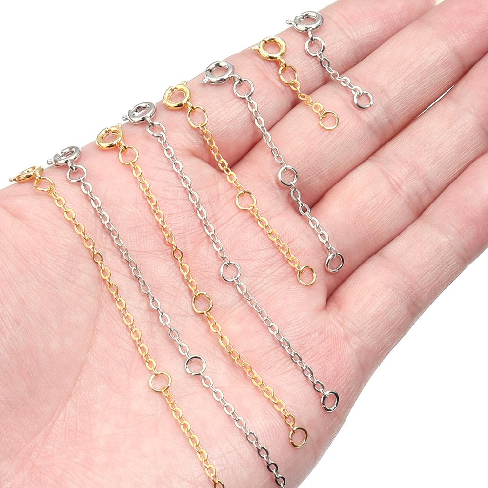 3 strip/set Extension Chain Adjustable Link Chains 4 Size Spring Buckle Necklace Bracelet Chain Extension for Jewelry Making