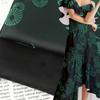 1m*1.5m Dark Green Color Brocade Floral Printed Jacquard Fabric Stretchy Satin Jacquard Fabric for Cheongsam Dress Clothing