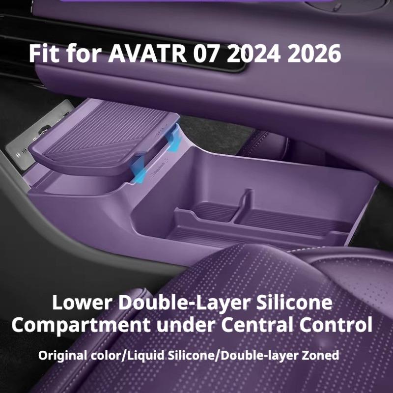 Car Under Central Console Storage Box for Avatr 07 2024-2026 Under Armrest Silicone Storage Box Compartment Interior Accessories