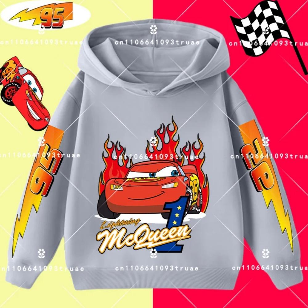 Felpa con cappuccio per bambini e ragazzi, stampa divertente di Saetta McQueen, autunno e inverno, moda casual, calda, felpa da studente