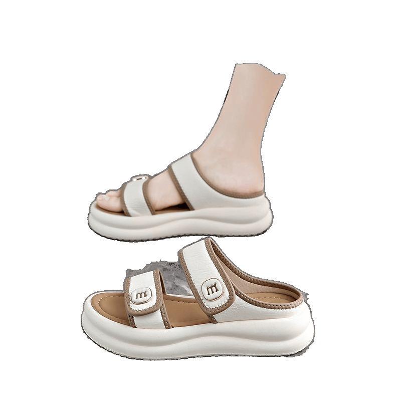 With Skirt Velcro Slippers Women's Summer Wear New Soft-soled Non-slip Not Tired Beach Shoes