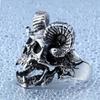 New Exaggerated Jewelry Men's Satan Ram Horns Skull Ring