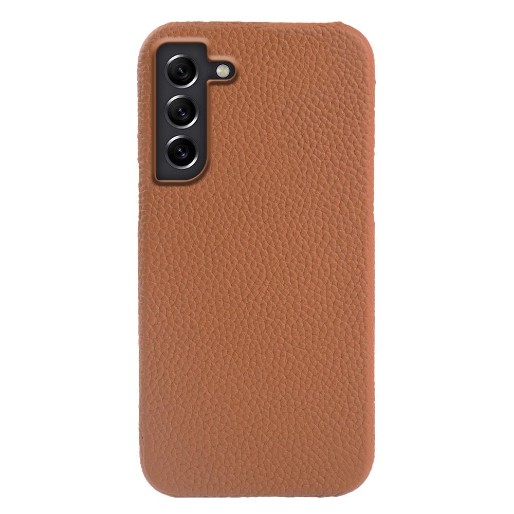 For Samsung Galaxy S21 FE 5G Litchi Texture Magnetic Case Genuine Cow Leather Coated PC Shockproof Phone Cover