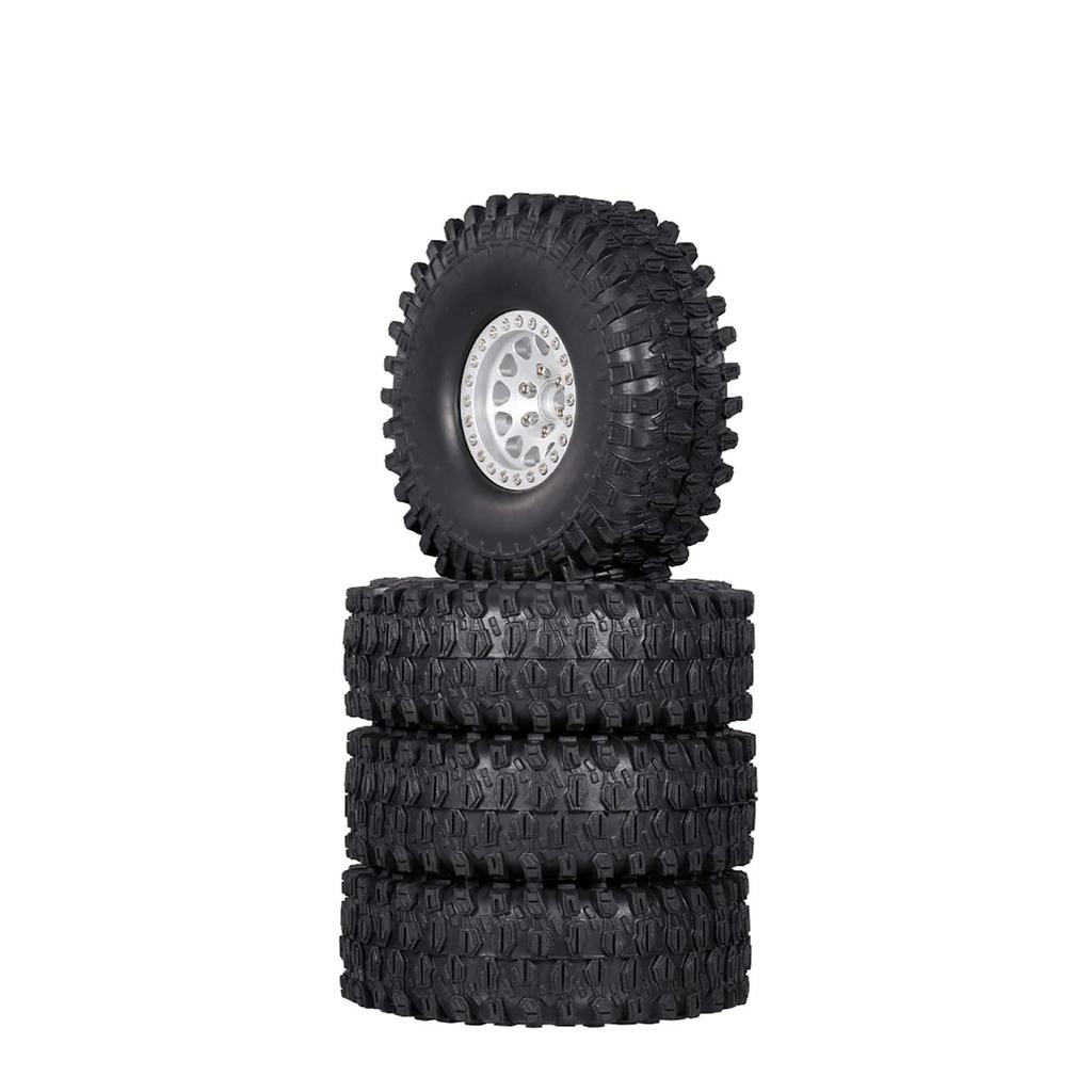4PCS 1.9in Crawler RC Rubber Tires with Metal Rim for 1/10 RC Rock Crawler Traxxas Trx-4 Trx-6