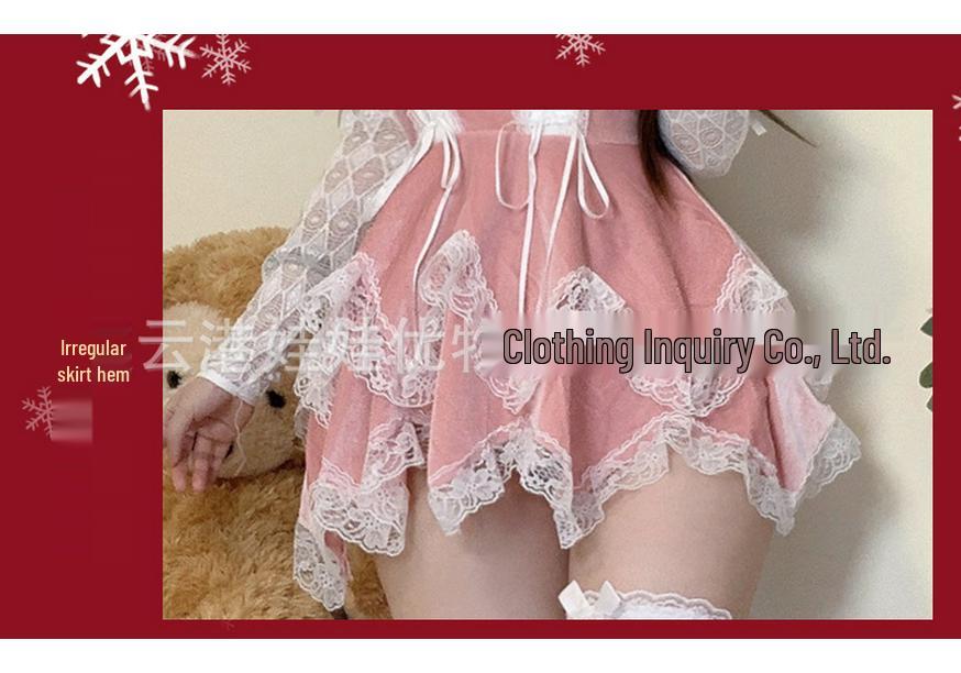 Red Christmas Cut-out Waist Temptation Pajamas - Sexy Couple Role-play Outfit