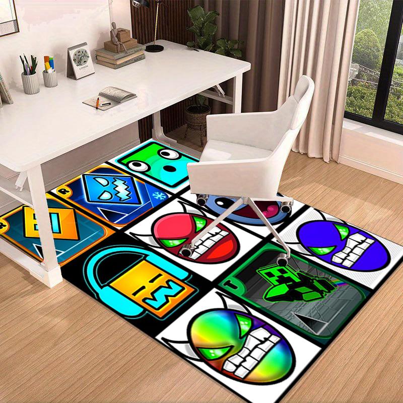 Colorful Geometry Dash Characters Area Rug Office rug, Chair Rug, Decor Carpet Livingroom bedroom Mat, Large Size Fan gifts Christmas gifts