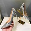 Pantofi cu toc înalt pentru femei Vară 2024nou Stiletto argintii eleganți Designer de marcă de lux Modă Vârf ascuțit Pantofi de petrecere Zapatillas Mujer