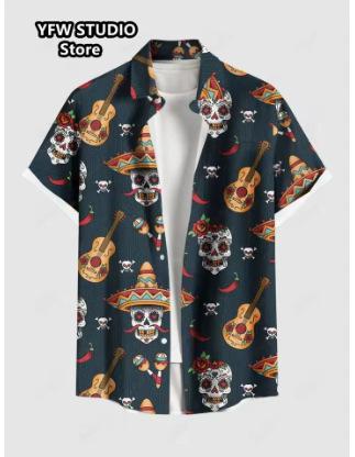 Summer Men s Shirt 3D Printed Hawaiian Shirt Button Button Beach Vacation Shirt Short Sleeve Shirt Casual XXS