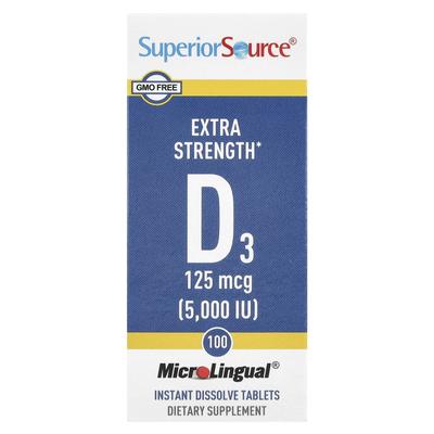 D3, Extra Strength, 125Mcg (5,000Iu), Instant Dissolving Microlingual® Tablets, 100 Tablets