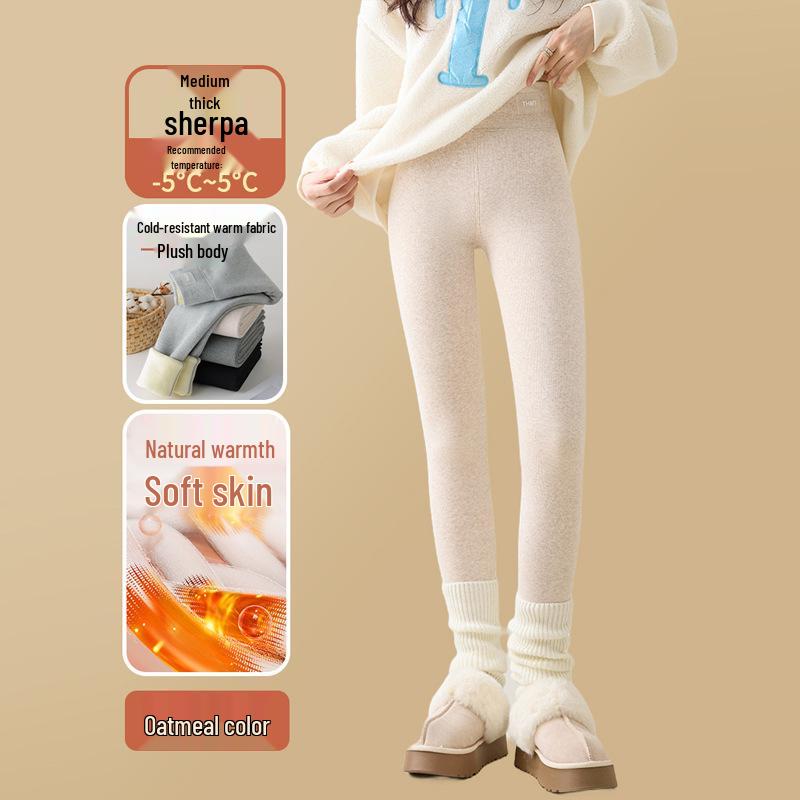 Extra Thick Plush High Waist Winter Leggings - Slimming Skinny Wool Pants for Women
