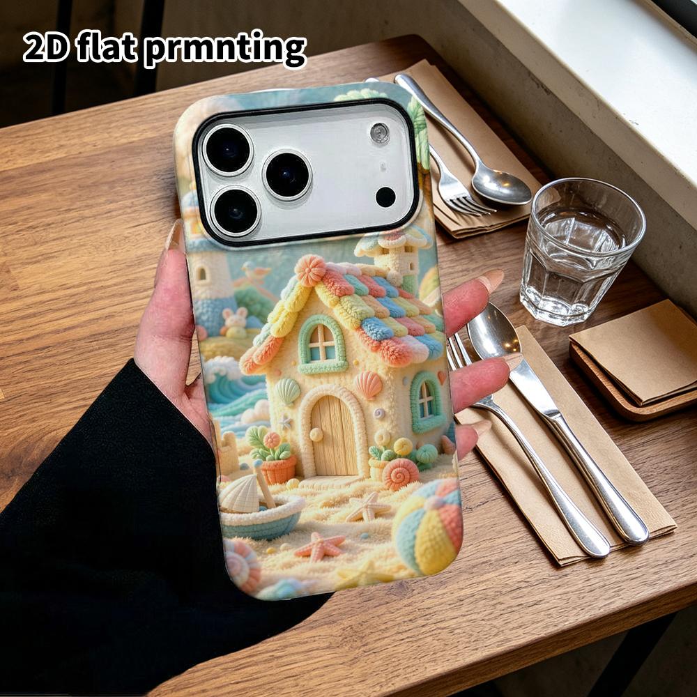 Phone Case: 2D flat, suitable for iPhone 18, 17, 16, 15, 14, 13, 12Pro protective case, seaside cottage, perfect Christmas and Halloween holiday gift