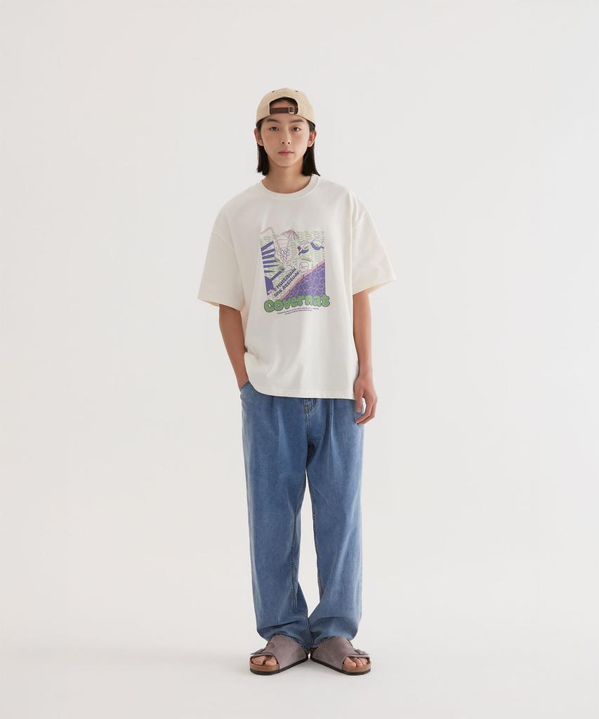 COVERNAT Cool Cotton Vacation Graphic T-Shirt Ivory