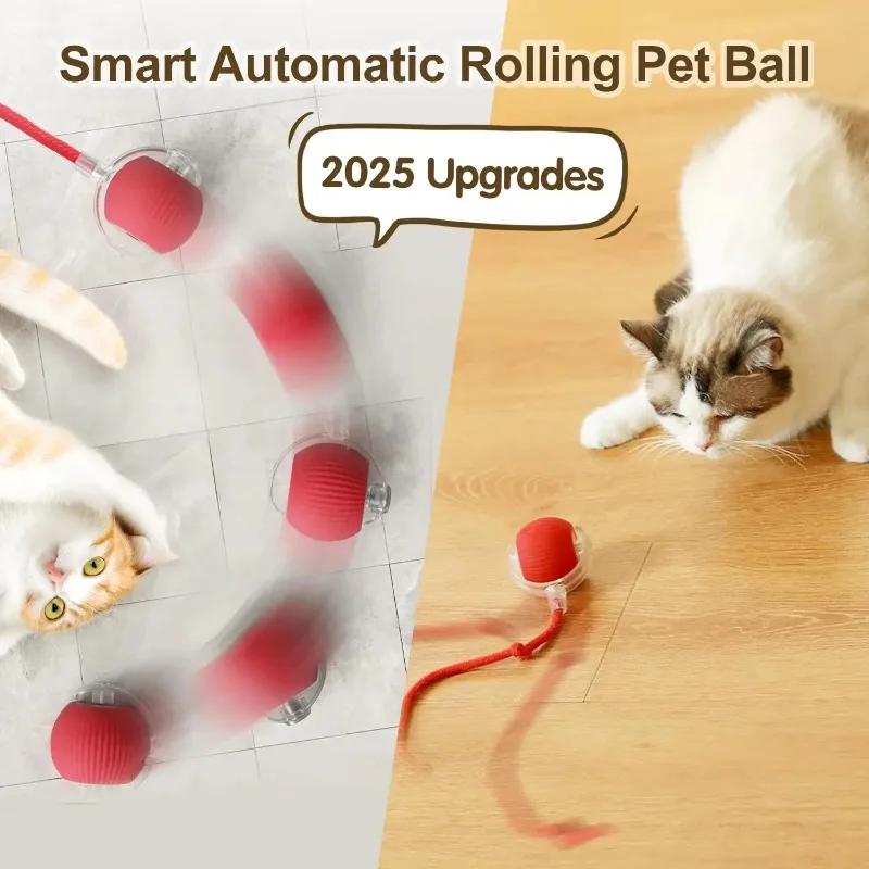 Interactive Dog Toys Rechargeable Pet Interactive Toys Electric Cats Ball Automatic Rolling Fake Tail Ball Dog Cats Toy