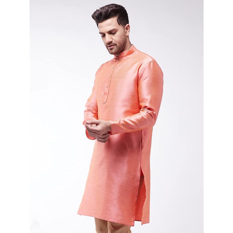 VASTRAMAY Men' Cotton Silk Blend Kurta VASMK0 7PN