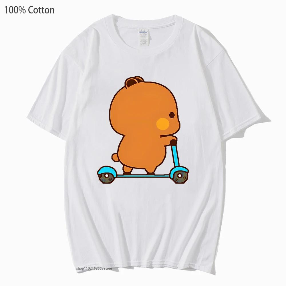 Cute Couple Shirt Cute Bubu and Dudu Are Playing Scooter Together Graphic T-Shirts Men's Clothes Panda Bear Cotton Top