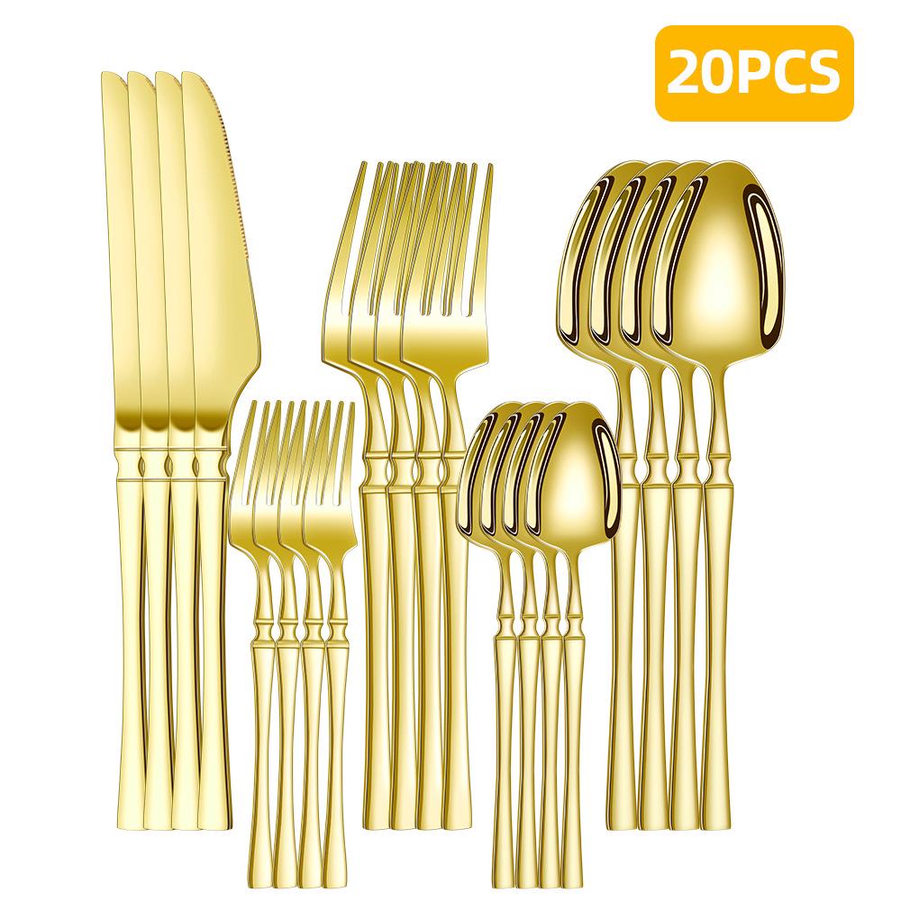 Stainless Steel 30-Piece Cutlery Set with Small Waist Design for Restaurants and Hotels