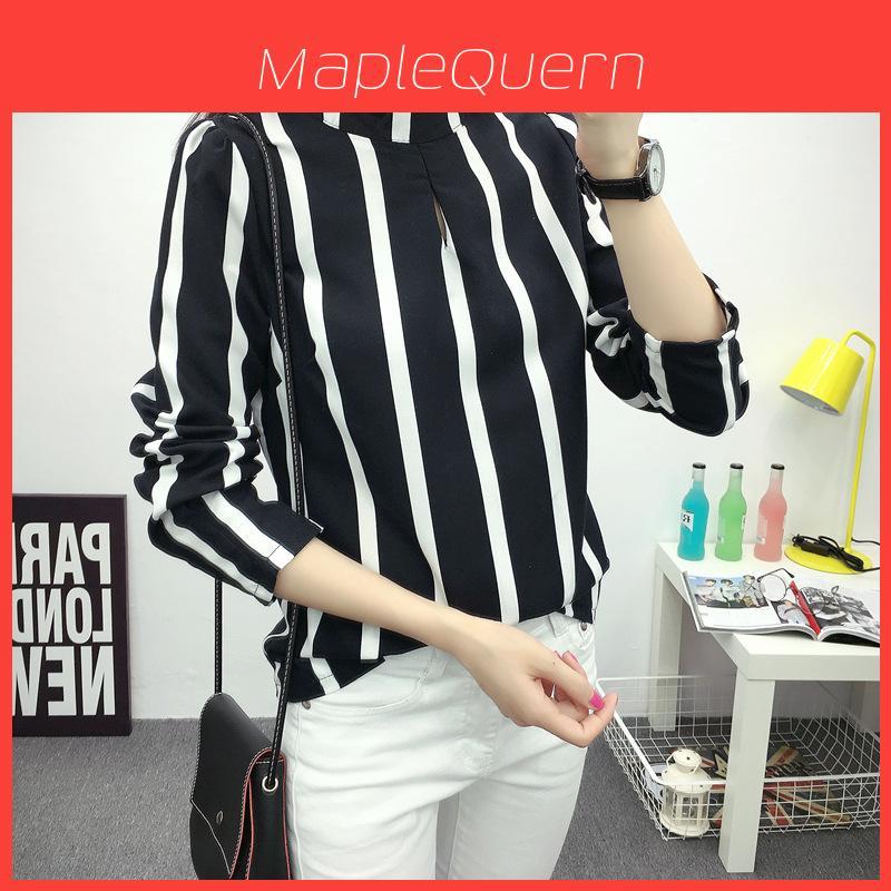 Elegant Women Long Sleeve O-neck Stripe Blouse With Premium Quality Fabric And Timeless Design