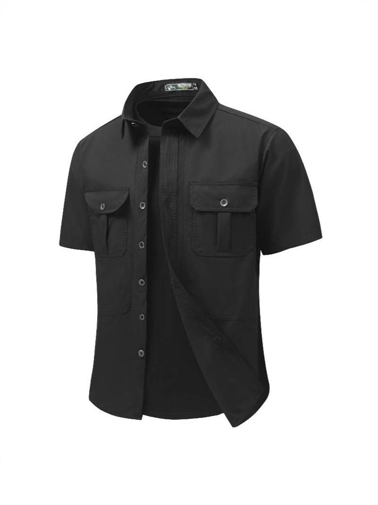 Men's Short-Sleeve Outdoor Multi-Pocket Breathable Shirt