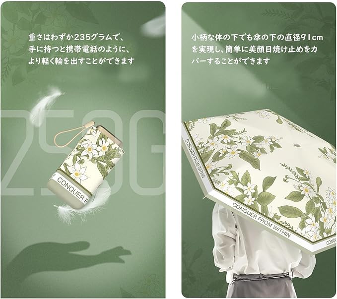 Folding Pocket Umbrella with Floral Oil Light Heat Sun and Rain Manual Six Windproof and with Storage Popular for Women Painting, Mini, Blocking,